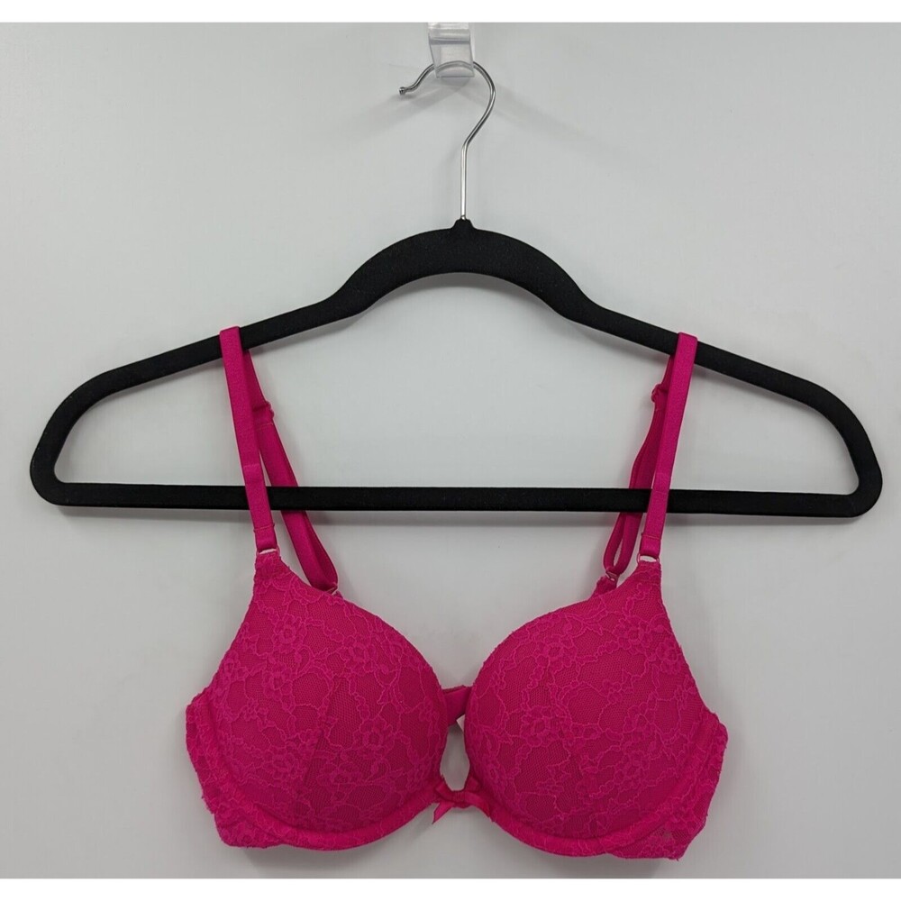 Victoria's Secret Bra Women's 32B Hot Pink Lace Push Up
